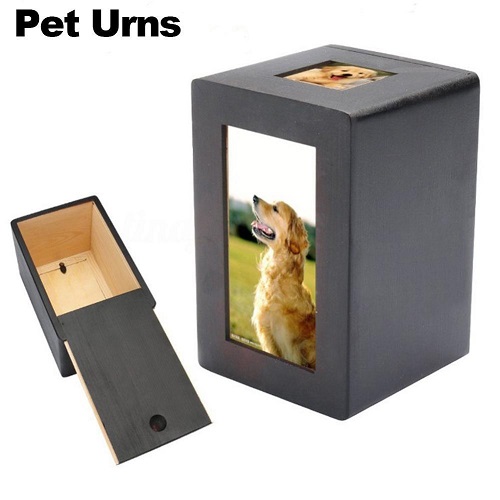 Pet wooden photo urn