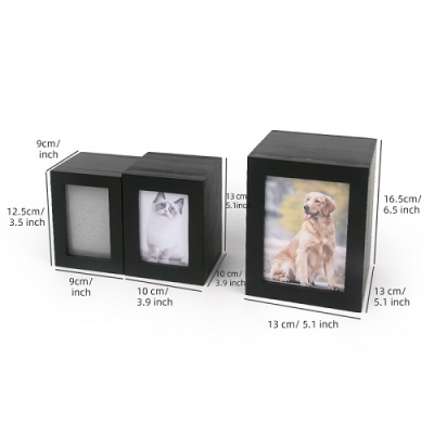 Pet wooden photo urn