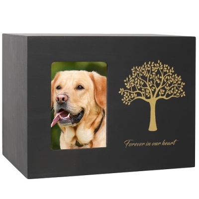 Pet wooden photo urn